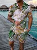 Tute da uomo Tuta da uomo estiva Tuta da polo stile vacanza hawaiana Set colletto rovesciato Abbigliamento con cerniera Abbigliamento casual Completo streetwear 230617