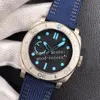 47mm Titanyum Saatler Erkekler Erkekler SBF SBF Otomatik P.9010 Hareket 985 VSF Sport Firenze Pam Diver 300m Tarih Elyaf Kumaş Kayışı Süper-Luminova Kartalılar