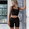 Women's Tracksuits 2 Piece Lounge Sets Rib Knit Sexy Women's Pajamas Shorts Crop Top Pyjama Suit Female Cotton Sleepwear Home