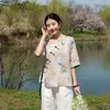 Roupas étnicas chinesas tradicionais femininas cardigã de manga curta roupas de dança clássica linda primavera e verão camiseta Hanfu