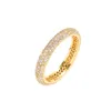 Anillo de diamantes para hombres y mujeres Anillos de diamantes de tres filas Chapado en oro de 18 quilates Anillos de diamantes de laboratorio de tres filas Anillo de bodas