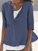 Damskie koszule Kobiety Summer Solid Kolor poliestrowy bluzka V-dekolt Pół rękawów luźne koszulę w rozmiarze streetwear lady top tee