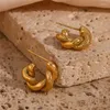 Orecchini a cerchio impermeabili ipoallergenici color oro 18 carati attorcigliati grossi tondi per donna Pendientes De Acero Inoxidable Para Mujer