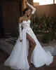 Vestidos de la línea de encaje boho Munas de la caracol Slit Diseñador de vestidos de novia de boda