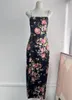 Casual Dresses Women Printed Or Solid Color Strapless Elegant Silk Maxi Sling Dress