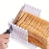 1 pieza de guía de corte de tostadas ajustable para rebanar pan casero, rebanador de pan de plástico para rebanar pan, utensilios de cocina plegables para hornear (blanco)