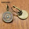 Ying Yang Mandala Cúpula de Vidro Cabine Pingente Ear Cuff Vintage Bronze Alavanca Traseira Brincos Mulheres Meninas Presentes