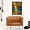 Textured Handmade Oil Painting Cityscapes Canvas Art Beautiful Misty Park Modern Dining Room Decor