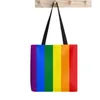 Bolsas Mulheres LGBT Pride Rainbow Flag Shopper Tote impresso Bagharuku Shopper Banfag Bolsa Girl ombro bolsa de compras Lady Canvas Bag