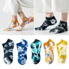 Men's Socks Mens Summer Gradient Multicolor Print Low Cut Boat Harajuku Hip Hop Colorful Skateboard Breathable Mesh Casual Short 37JB