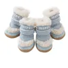 Chaussures automne hiver chien chaussures bottes de neige chaudes fourrure imperméable 4 pièces/ensemble chiot coton chaussures antidérapantes pour Chihuahua carlin