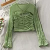 Women's Blouses Fashion Two Piece Set Women Tops Sexy Ruched Spaghetti Strap Tank Top And Shawl Summer Ladies Beach Shirt