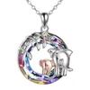 Pendant Necklaces 2023 Circle Crystal Elephant Tortoise Dolphin Charm Necklace For Women Girls Mother's Day Jewelry Gifts Dz718