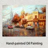 Handmade Landscape Art on Canvas Velvet Sunset Vibrant Street Artwork Painting Home Decor