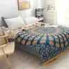 Blanket Summer Flower Print Towel Blanket Cotton Sofa Bedspread 200*230 Double-sided Yarn-dyed for Home Travel R230617