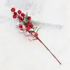 Fleurs décoratives 11 pouces tiges rouges choix branches de baies de flocon de neige pour ornements d'arbre de noël artisanat année vacances décor à la maison