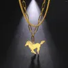 Pendentif Colliers Dreamtimes Cheval En Acier Inoxydable Cadeau Pour Cavaliers Double Chaînes Collier Femmes Hommes Bijoux Filles