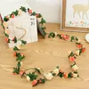 Decorative Flowers Artificial Flower Vines 45 Roses DIY Wedding Furniture Decoration Fake Home Room Wall Hang Wreath Plant