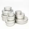 Aluminum tin box 5 10 15 20 30 50 60 70 80 100 120 150 200 250ml wide mouth bath salts container jar with aluminum screw lid wholesale freeship