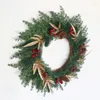 Decorative Flowers Christmas Pine Needle Pinecone Wreath Hangable Ornament Pendant Supplies For Festival Year Party Door B03E