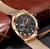 Lige Roségold Herrenuhren Top-Marke Luxus Sportuhr Herren Edelstahl Wasserdicht Quarz für Mode Chronograph 230605