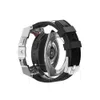 Fall Modification Kit Steel Case för Samsung Galaxy Watch 4 Classic 46mm 4 5 44mm 5 Pro 45mm Mjukt gummiband