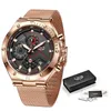 Lige Roségold Herrenuhren Top-Marke Luxus Sportuhr Herren Edelstahl Wasserdicht Quarz für Mode Chronograph 230605