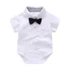 Clothing Sets born Baby Boy Summer Formal Clothes Set Bow Wedding Birthday Boys Overall Suit White Romper Shirt Toddler Gentleman Outfit 230617