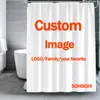 Tende Tenda da doccia con foto con logo personalizzato Tende da bagno impermeabili Decorazioni da bagno in poliestere personalizzate con ganci Tenda da bagno POD