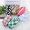 Makeup Bag Checkered Cosmetic Bag Pink Green Makeup Pouch Travel Toiletry Bag Organizer Cute Makeup Brushes Storage Bag for Women Girls 1224520