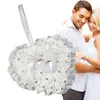 Emballage cadeau anneau de mariage oreiller en forme de coeur Rose porteur blanc dentelle cristal support de la boîte pour