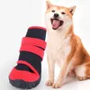 Chaussures Chaussures Chaussures Chautes de chien Antislip Sole Chaussures pour petits chiens grands chiens extérieurs Solitières pour chiens rouges pour l'automne et l'hiver 4pcs