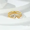 Wedding Rings Simple Female Hollow Love Open Ring Classic Gold Color Engagement Dainty White Zircon Stone For Women