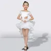 Stage Wear Fashion Black White Lace Diamond Latin Dance Dress For Girls Trailing Children'S Ballroom Competition Costume SL7180