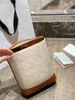 Fashionable leather canvas bucket bag for women's large capacity shoulder bag with quilted pattern design luxury bag