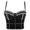 T-Shirt Summer Rhinestone Beads Shine Nightclub Sexy Top Women Crop Top To Wear Out Bra Push Up Bustier Corset Tops Female Mujer Clothes