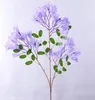 Dekorativa blommor En siden Jacaranda Flower Branch Artificial Syringa Faux Mezereon Stam med grönt blad för bröllopshem bord Floral