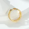 Wedding Rings Simple Female Hollow Love Open Ring Classic Gold Color Engagement Dainty White Zircon Stone For Women