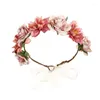 Decorative Flowers 1PCS Rose Artifical Crowns Wreath Beach Hawaii Floral Garland Romantic Faux Wedding Wreaths Flower Headband