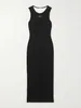 Maxi Tank Dress in Ribbed Cotton Jersey With an Embroidered High Elastic Slim Fit Wrap Hip Cotton Sleeveless Tank Top Dress Ladies Women