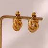 Orecchini a cerchio impermeabili ipoallergenici color oro 18 carati attorcigliati grossi tondi per donna Pendientes De Acero Inoxidable Para Mujer