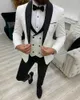 Męskie garnitury Slim Fit Shawl Lapel Mężczyźni na ślub smoking biały pan młody Blazer Jacket 3 sztuki biznes i impreza zwyczajna