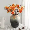 Flores decorativas luxuosas 3 cabeças ramo de magnólia branca toque real artificial faça você mesmo decoração para casa decoração de quarto falsa flores