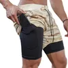 Szorty na gimnastyczne szorty 2 w 1 mężczyznach Sport Shorts Fitness Krótkie spodnie kulturystyka trening trening Mężczyzny Joggers 230617