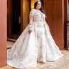 Plus size A Line Wedding Dresses jewel full-Sleeve race applique floor-length Wedding Gown Removable Train Vestidos De Novia292Q