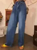 Pantalon deux pièces femme Nicmeix bleu Denim costume femme été haute rue Sexy caraco haut taille jambe large jean doux fille ensemble