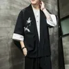 QNPQYX New Fashion Costume Ricamo Hanfu Mens Stile Cinese Abito Cardigan Giacca Kimono Oversize 5XL Antico Cappotto Maschile