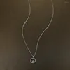 Pendant Necklaces Christmas Day Cute Small Snowflake Round For Women Silver Color Aqua Blue Zircon Wedding Choker Party Jewelry