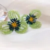 Orecchini pendenti fatti a mano con perline di cristallo verde grande fiore per le donne 2023 Pendientes di alta qualità