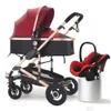 Barnvagn, multifunktionell, högt sittande och dubbelriktad absorption, vikning, nyfödd barnvagn pressstolbuggy barnvagn med bär barnsäng